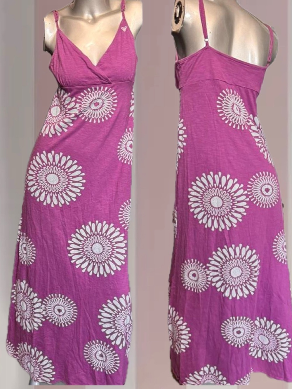 ROXY Y2K Purple Flower Print Maxi Dress